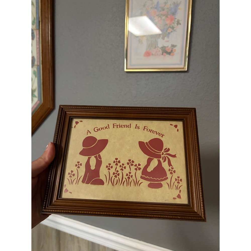 Vintage Russ Berrie A Good Friend Is Forever Framed Silhouette Art 9531